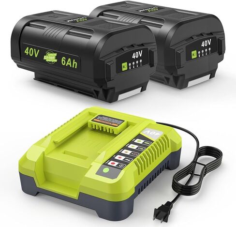 7.5Ah Replacement for Ryobi 40V Battery and Charger Combo Compatible with Ryobi 40V Lithium Battery OP4040 OP4026 OP40601 OP4050A OP4030 OP4050 OP40201 OP40401 (2Battery+1Charger) in Saudi Arabia