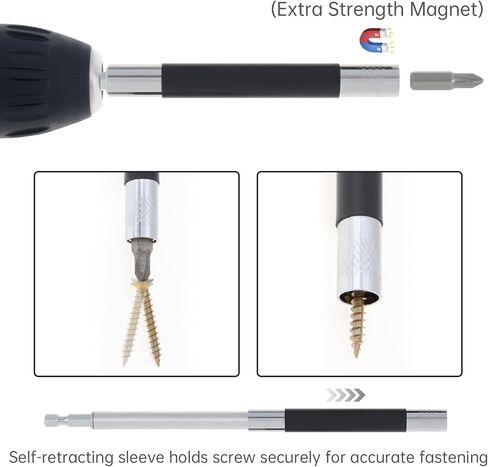 ChgImposs Drill Bit Holder Scalable 8PCS/Set, 3.15"/4.7"/5.5"(80/120/140mm) Magnetic Drill Bit Extension, Adjustable Magnetic Screwdriver Bit Holders 1/4" Hex, Drill Extension Bit Holder in Kuwait