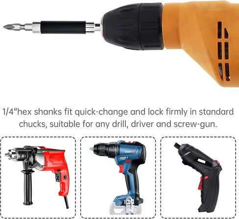 ChgImposs Drill Bit Holder Scalable 8PCS/Set, 3.15"/4.7"/5.5"(80/120/140mm) Magnetic Drill Bit Extension, Adjustable Magnetic Screwdriver Bit Holders 1/4" Hex, Drill Extension Bit Holder in Kuwait