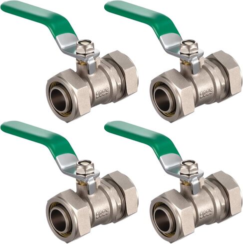 Hicarer 4 Pcs 3/4'' Air Piping Fittings, Brass Ball Valve, 3/4'' Shut-Off Fittings Fit for Shop Garage Compressed Air Piping System, 200 PSI Nickel Plated Brass in Kuwait