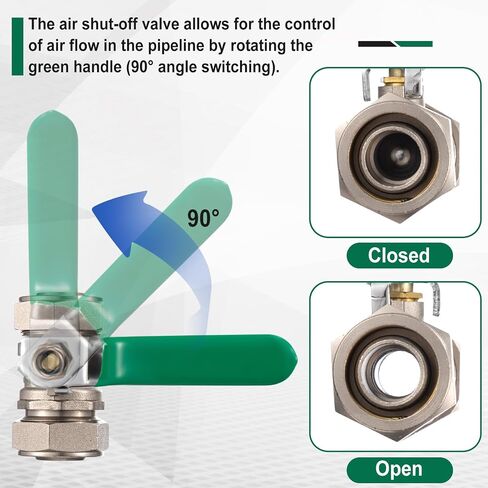 Hicarer 4 Pcs 3/4'' Air Piping Fittings, Brass Ball Valve, 3/4'' Shut-Off Fittings Fit for Shop Garage Compressed Air Piping System, 200 PSI Nickel Plated Brass in Kuwait
