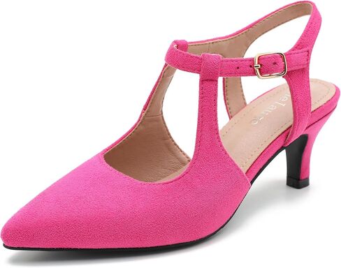 Enelauge Women's Closed Pointed Toe Heels Ankle Strap Pumps Low Kitten Heel Elegant Strappy Comfortable Office Wedding Dressy Bride Prom Shoes in Kuwait