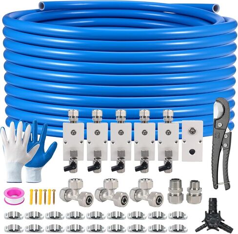 200FT ×1/2" Compressed Air Line Kit, HDPE-Aluminum Piping Leak-Proof | Shop Air Line Kit, Garage Rapid Air System, Air Compressor Hose Kit Easy to Install in Kuwait