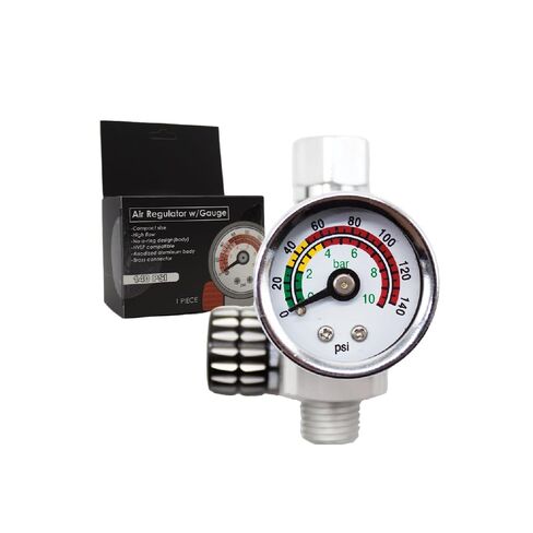 LAUCO KOTA HVLP/LVLP Spray Gun Air Regulator with Pressure Gauge and Air Flow Control ¼-inch NPT Diaphragm Type in Line Regulator for Air Compressor 24578 in Kuwait