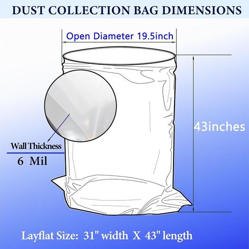 5-Pack Dust Collector bags19.5" Dia 70-gallon Lower Dust Collection Bag | 6-Mil Heavy-Duty Clear Dust Collector Bottom Bag Fits Grizzly JET DC-1100VX DC-1200VX Central Machinery Delta Wen DC1300 in Kuwait