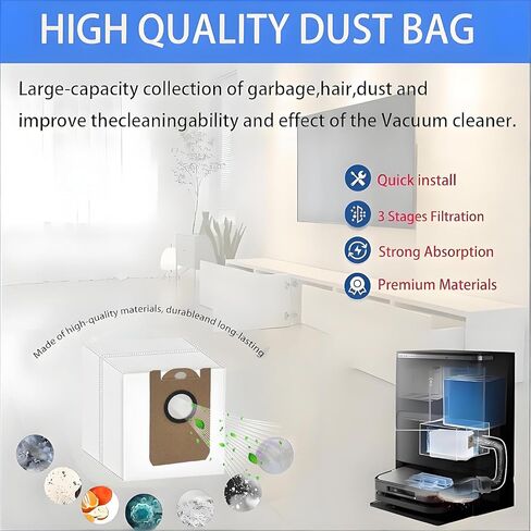 Replacement Dust Bags Compatible With MAMNV D13S MAX Robot Vacuum Cleaner | 10 Pack Spare Parts Accessories in Kuwait