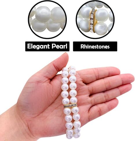 PET SHOW 4Pcs/Pack Dog Pearl Collar Rhinestone 2 Row Necklace Pet Outfits Accessories for Small Dog Cat Rabbit Pets Wedding Birthday Party in Saudi Arabia