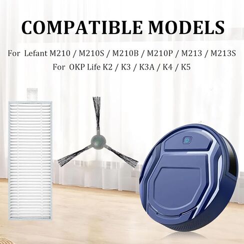 Accessories For Lefant M210 M210P M210S M210B M213 M213S, For OKP Life K2 K3 K3A K5 K6 Robot Vacuum Cleaner Replacement Part,6 HEPA Filter + 6 Side Brush in Kuwait