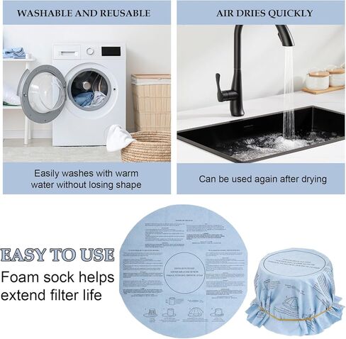 8pcs Dry Disc Vacuum Filters, Reusable Wet Dry Vac Filter Wet Dry Vacuum Cleaners Replacement Parts with Retaining Bands Compatible with Most 5 Gallon and Larger VF2002 90107 in Kuwait