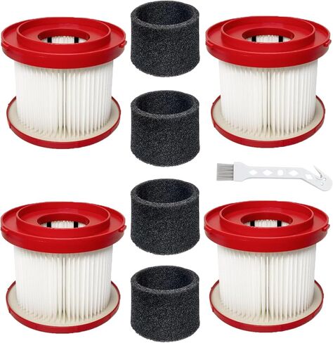 4 Pack HEPA Filter Replacement Kit, Compatible with 49-90-1900 Wet/Dry Vacuum Cleaners, Includes 4 Filters, 4 Foam Sleeves & 1 Cleaning Brush, Washable Reusable in Kuwait