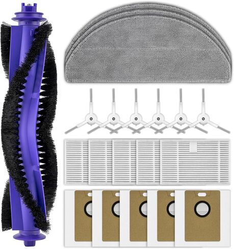 (20 Pack) Freo S Replacement Parts Compatible with Narwal Freo S Robot Vacuum Cleaner, 1 Roller Brush, 6 Side Brushes, 5 HEPA Filters, 5 Dust Bags, 3 Mop Pads, Accessories Kit in Kuwait