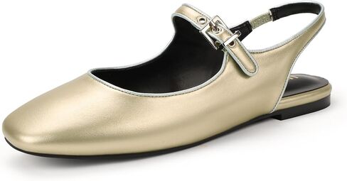 IDIFU Women's Slingback Mary Jane Flats Comfortable Slingback Ballet Flat with Adjustable Metal Buckle Comfortable Dressy Office Closed Toe Shoes in Kuwait