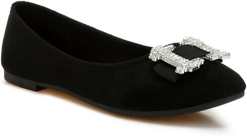 London Rag Prajik Rhinestone Buckle Detail Ballerinas in Kuwait