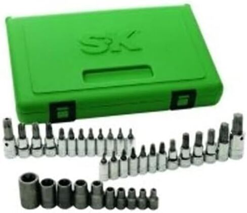 SK Tools USA 1/4", 3/8" & 1/2" Drive, 35 Piece, Standard, TORX Bit Socket Set: T8 - T60 TORX Bit Sockets, E4 - E16 Female TORX Sockets , 19763 in Kuwait