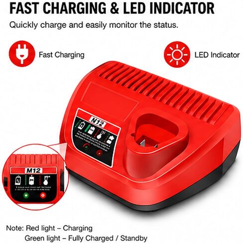 VOLT1799 2Packs 6.0Ah 12V Batteries 48-11-2460 and Rapid Charger for Mliwaukee 12v Tools in Kuwait