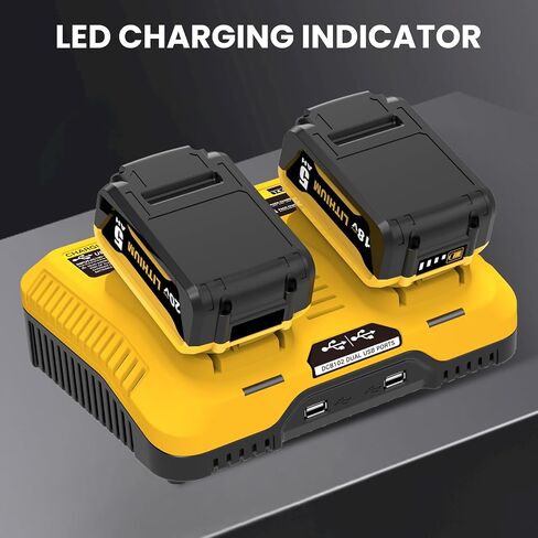 DCB102 20V Dual Port Charger Replacement for Dewalt 12V-20V Battery Charger | Compatible with Dewalt 12V/20V Max Battery DCB120 DCB121 DCB123 DCB203 DCB206 DCB208 in Kuwait