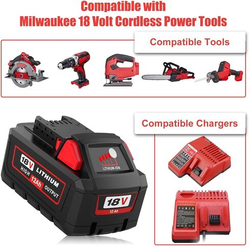 12000mAh 48-11-1815 Replacement for Milwaukee 18 Volt Batteries-SHAN79 in Kuwait