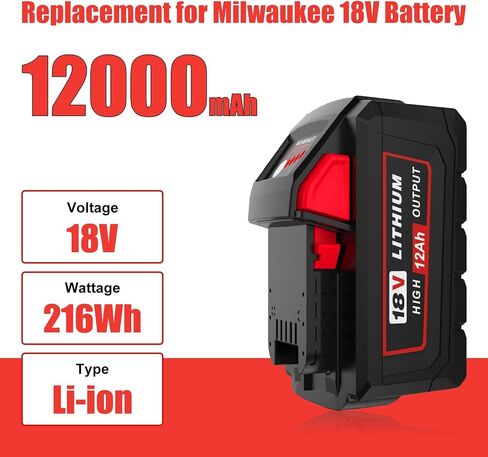 12000mAh 48-11-1815 Replacement for Milwaukee 18 Volt Batteries-SHAN79 in Kuwait