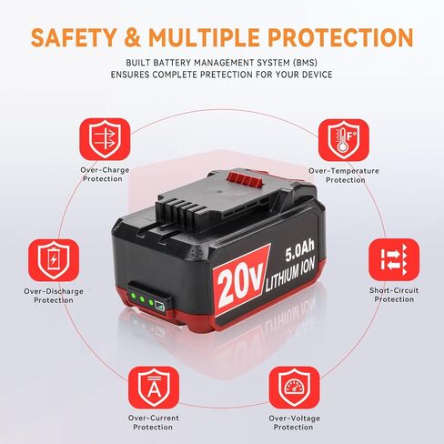 5.0Ah Lithium-Ion Replacement for Bauer 20V Battery 1701C-B 1702C-B 1907C-B 1907C-B-2P 2108C-B 2109C-B, Compatible with Bauer 20 Volt Cordless Power Tools & Chargers in Kuwait