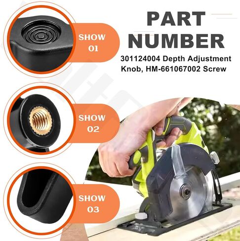 301124004 Depth Adjustment Knob and HM-661067002 Screw Depth Adjusting M6 X 22 Compatible with Ryobi P505 P503 P580, also for Rid-gid Home-lite Circular Saw in Kuwait