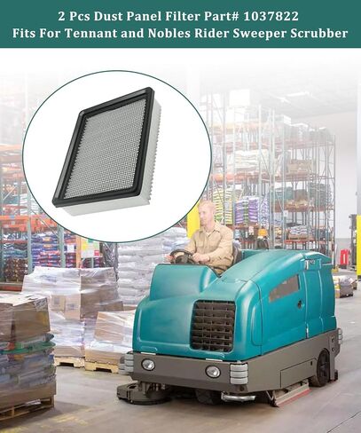 1037822 Dust Panel Filter Replace 386326 Compatible with Tennant Nobles Rider Floor Sweeper Scrubber Models 7100,7300,8300,T16,T17,M17 Pack of 2 in Kuwait