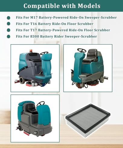 1037822 Dust Panel Filter Replace 386326 Compatible with Tennant Nobles Rider Floor Sweeper Scrubber Models 7100,7300,8300,T16,T17,M17 Pack of 2 in Kuwait