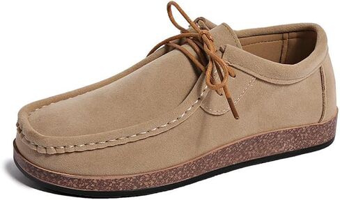 Women's Suede Hand Sewing Lace Up Moccasin Soft Bottom Casual Shoes Comfort Lightweight Non Slip Driving Loafers for Work Daily in Kuwait