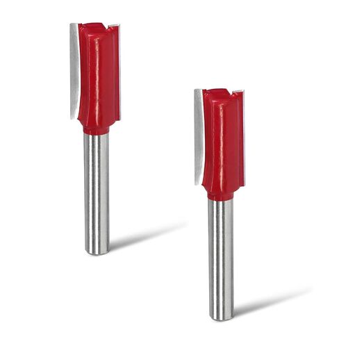 4pcs Double Flute Straight Router Bit with 1/4" Shank, Carbide Tipped Plunge Router Bit - 3/8" Cutting Dia, 25mm Cutting Length in Kuwait