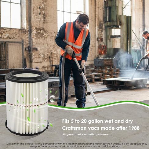 Filters Replaces CMXZVBE38754+ CMXZVBE38773 Craftsman Filter, Replaces # 009-38754 Red Stripe Filter, Fits 5 6 8 9 12 14 16 20 gallon CRAFTSMAN Shop Vacuums with 2*Foam Sleeve in Kuwait