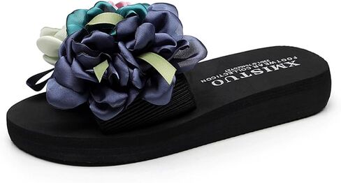 KUUTGG Flowers Flat Slide Sandals For Womens Open Toe Slip On Summer Beach Comfy Low Heels Fashion Dressy Slippers in Kuwait