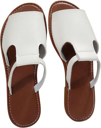 OYOANGLE Women's Cut Out Open Toe Slide Sandals Slip on Beach Vacation Trendy Flat Sandals in Kuwait