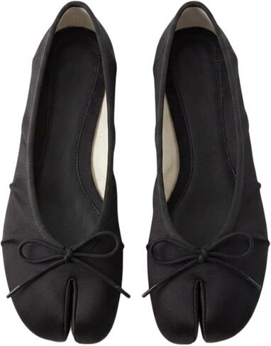 Satin Bow Tabi Ballet Flats Split Toe Mary Jane Ballerina Slip-on Shoes Women Soft Leather Sole Balletcore Elegant Y2K Comfort in Kuwait