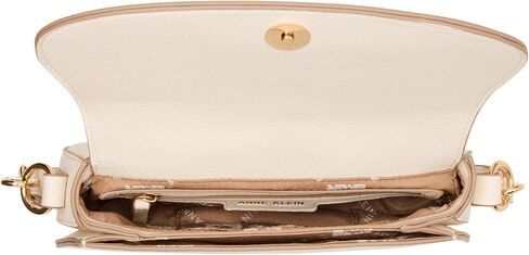 Anne Klein Womens Saddle with 3 Straps: Detachable Shoulder Strap, Wide Logo Deboss Strap & Standard Strap in Kuwait