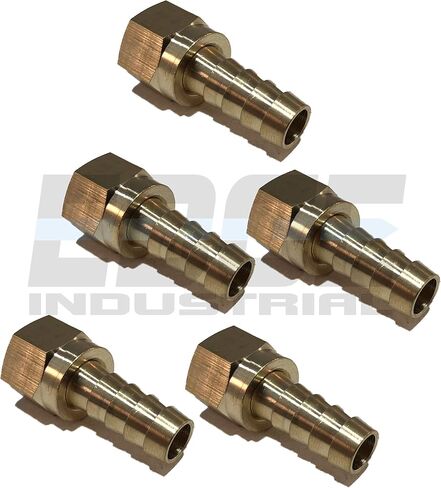 3/8" Hose ID to 3/8" 37° JIC Female Flare Brass Swivel Connector Fuel/AIR/Water/Oil/Gas/WOG (Qty 05) in Kuwait