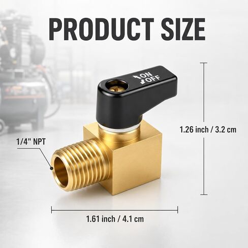 2PCS Brass Air Compressor Drain Valve 1/4" NPT Male Thread Ball Type Drains Valves Air Compressor Drain Valve Cock Ball Valves Airs Compressors Accessories for Airs Compressors Part in Kuwait