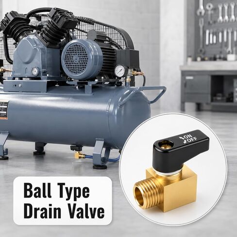 2PCS Brass Air Compressor Drain Valve 1/4" NPT Male Thread Ball Type Drains Valves Air Compressor Drain Valve Cock Ball Valves Airs Compressors Accessories for Airs Compressors Part in Kuwait