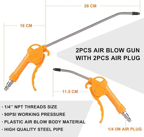 2PCS Air Blow Gun with 1/4 Air Plug, 4.5In and 11In Air Nozzle Tip in Kuwait