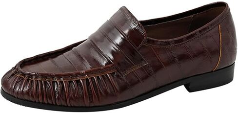Penny Loafers for Women Slip-on Round Toe Chunky Heel Genuine Leather Flats Casual Dress Shoes for Office & Daily Wear in Kuwait