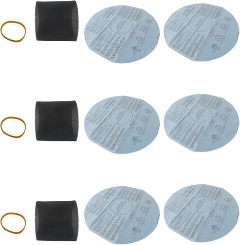 6x Replacement Filters 90107/90137 and 3x Foam Sleeve 90585 & 3x Retaining Bands Fit for Shop vac 1.5 gallon: QAS60. 3 gallon vac: AL5E30RH, Replaces 9010700, 9013700, 9058500（12 Pieces)(2025 New) in Kuwait
