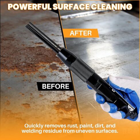 MAOPINER Compact Air Needle Scaler, Pneumatic Rust & Paint Removal Tool | 12-Piece Air Powered Weld Removal Tool with 3mm Hardened Steel Needles, 1/4" NPT Fitting for Metal Surface Cleaning in Kuwait