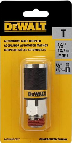 DEWALT 1/2-Inch Body Automotive Air Coupler with 1/2-Inch MNPT: Maximum High-Flow 6-Ball Design, 300 PSI in Kuwait