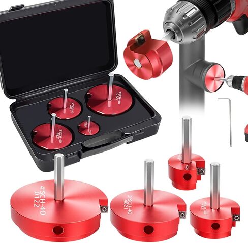 9-Piece PVC Pipe Reamer Kit for 1/2" Drills - 1/2",3/4",1",1-1/4",1-1/2",2",2.5",3",4" Inner Cutter Tool Reamer for PVC, CPVC, ABS, Conduit & Industrial Pipe, SCH40 Repairs, Pipes Fitting Saver in Kuwait