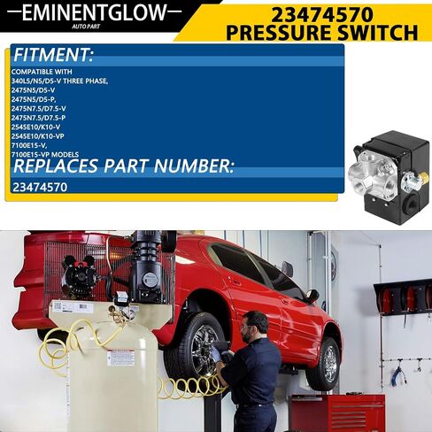 23474570 Pressure Switch Two Stage Compressor 135-175 Psi Fit For Ingersoll-Rand Air With Unloader And 4 Port On/Off Levercompressor Pressure Switch 2340 2475 2545 7100,Replace 23474570-A in Kuwait