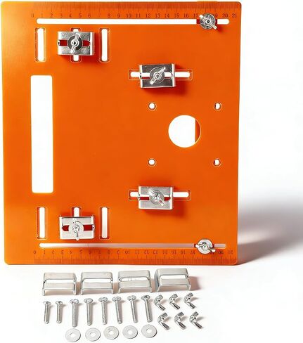 Yosoo Health Gear Circular Saw Base Plate 28x25cm Router Table Insert with Clear Scale Markings Cut Guidesuitable, Aluminium Plate, Mini Square Woodworking Benches Flip Multifunctional Trimming in Kuwait