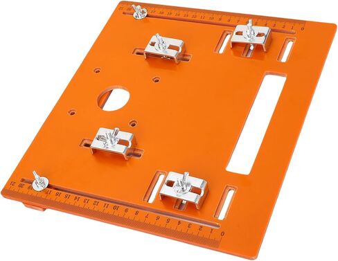 Yosoo Health Gear Circular Saw Base Plate 28x25cm Router Table Insert with Clear Scale Markings Cut Guidesuitable, Aluminium Plate, Mini Square Woodworking Benches Flip Multifunctional Trimming in Kuwait