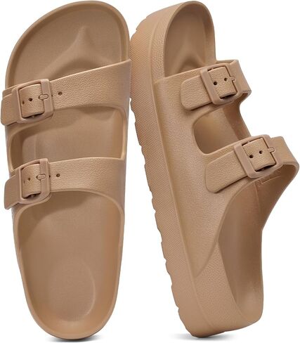 shevalues Women’s Platform Sandals with Arch Support, Lightweight Cloud Slides with Adjustable Double Buckle, Brown 41 in Kuwait