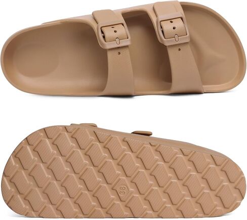 shevalues Women’s Platform Sandals with Arch Support, Lightweight Cloud Slides with Adjustable Double Buckle, Brown 41 in Kuwait