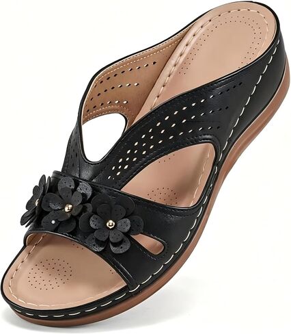 Women's Wedge Slide Sandals, Comfortable Breathable Open Toe Slippers, Lightweight Casual Footwear for Beach & Outdoor Walking in Kuwait