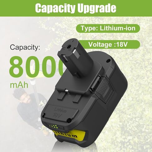 ANTRobut 2Packs 8.0Ah P108 Replacement for Ryobi 18V Battery Compatible with Ryobi Battery P107 P104 P105 P102 P103 P122 P109 PBP004 PBP005, with P117 18 Volt Charger in Kuwait