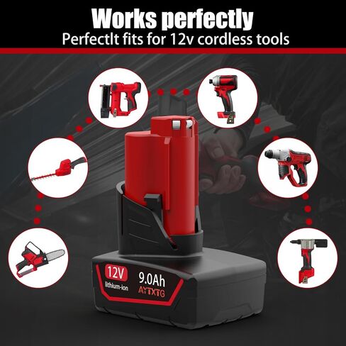 2 Pack 12V Replacement Battery Compatible with Milwaukee 12V Power Tools, Replacement for 48-11-2410 48-11-2420 48-11-2411 48-11-2401 (Not Original Battery) in Kuwait